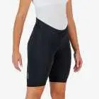 Side view of the Enjoy Dual women's cycle short in black with reflective detailing made by Enjoy.cc.