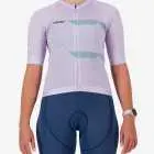 Front view of the Octane women's cycling jersey in a purple chevron design made by enjoy.cc
