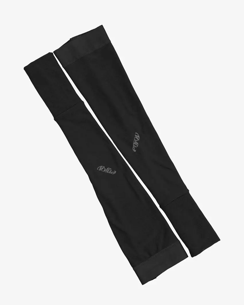 Flat lay view of the mens fleeced cuffed armwarmer with reflective detailing made by Enjoy.cc