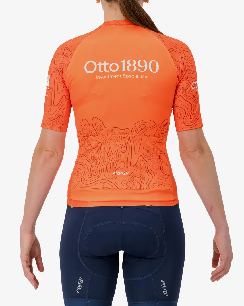 Back view of the Women's Supremium cycling jersey for the Weekend Warrior MTB stage race.