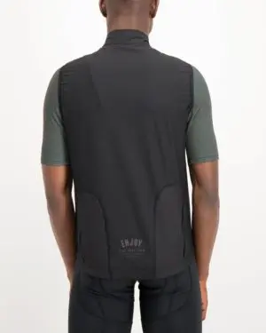 Mens Semester Black coloured Winter Gilet. Designed and manufactured by Enjoy cycling apparel.