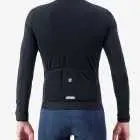 Back view of the Men's thermal race long sleeve jersey in mono Black colour way by Enjoy.cc