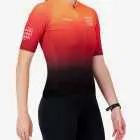 Side view of the Womens Semi Custom Supremium cycling jersey in a flame gradient design Enjoy.cc