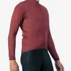Side view of the Men's thermal training long sleeve jersey in a mahogany colour way by Enjoy.cc