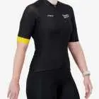 Side view of the women's Supremium cycling jersey in the 2025 Canola Roller design by Enjoy.cc