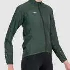 Side view of the womens Forest water resistant atom jacket with reflective detail made by Enjoy.cc
