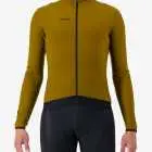 Front view of the Men's thermal race long sleeve jersey in a fresh Cumin colour way by Enjoy.cc