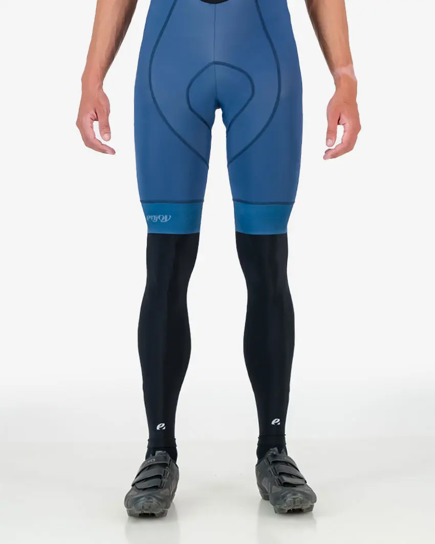Front view of the Enjoy men's fleeced legwarmer with reflective detailing made by Enjoy.cc