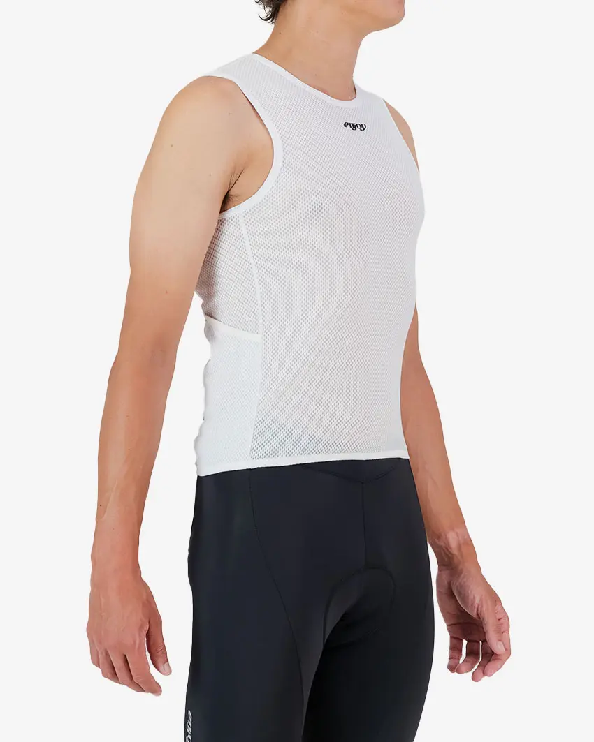 Side view of the men's cargo base layer in the Emotif white design made by Enjoy.cc