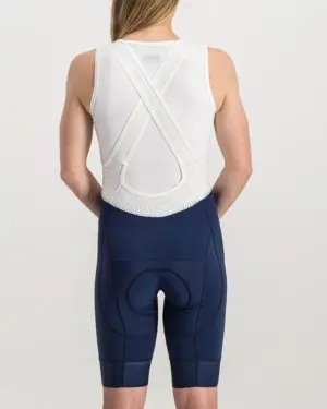 Ladies Navy Coloured ProXision Bibshorts. Designed and manufactured by Enjoy cycling apparel.