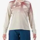 Front view of the Enjoy Women's Enduro Long Sleeve Trail Tee in Beige made by Enjoy.cc