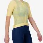 Side view of the ProXision women's cycling jersey in a yellow tie-dye design made by enjoy.cc