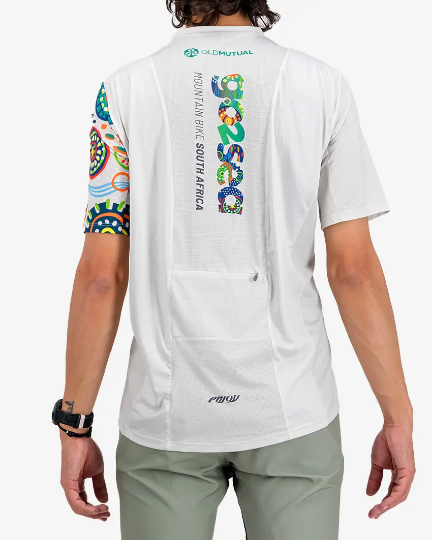 Back view of the Enjoy men's trail tee in the 2026 Go2Sea design made by Enjoy.cc