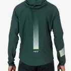 Back view of the Enjoy Contour mens waterproof cycling jacket in Green made by enjoy.cc