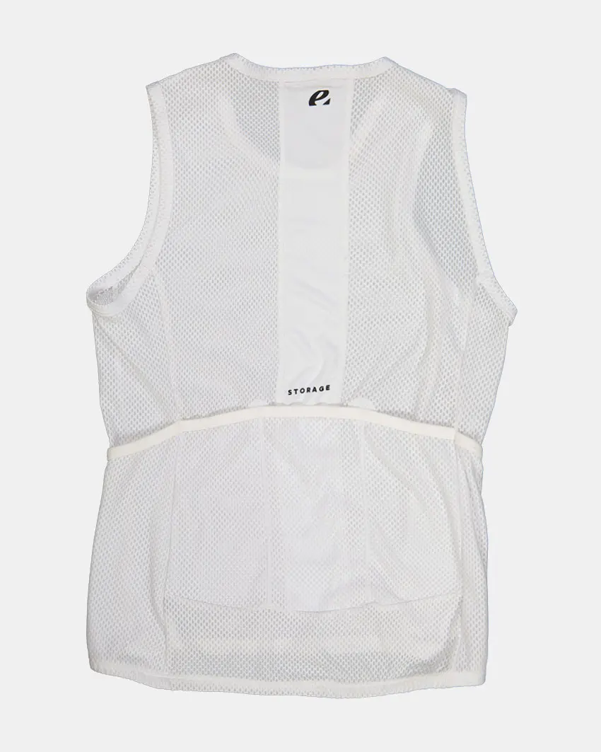 Back flat lay view of the women's cargo baselayer in the Emotif white design made by Enjoy.cc