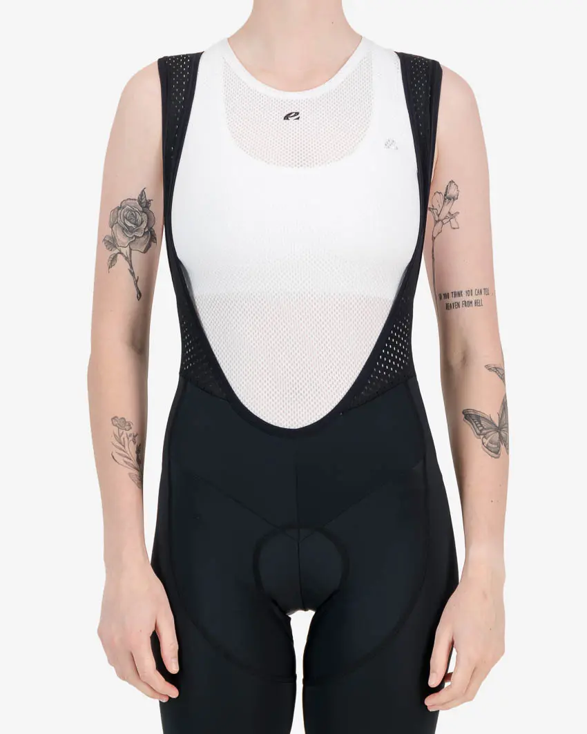 Front view of the Enjoy womens baselayer in the Emotif white design. Made by Enjoy.cc