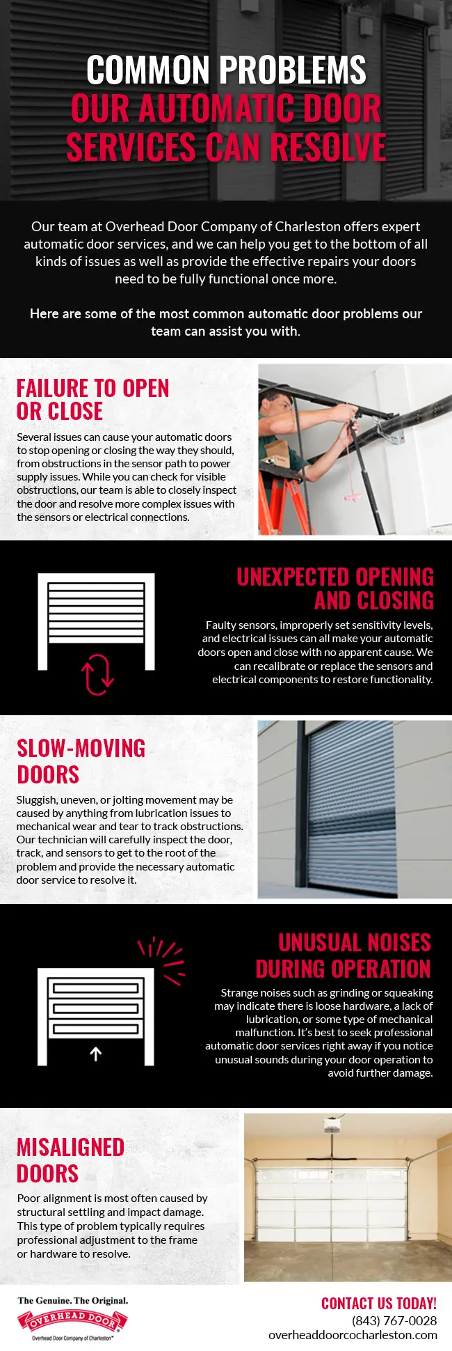 We can troubleshoot common automatic door issues.