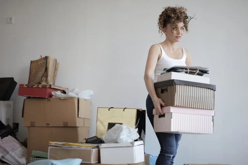 woman decluttering