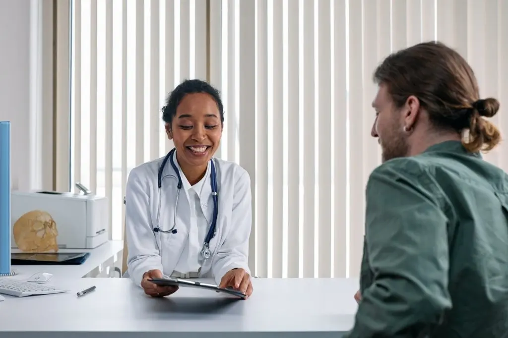 consulting with doctor