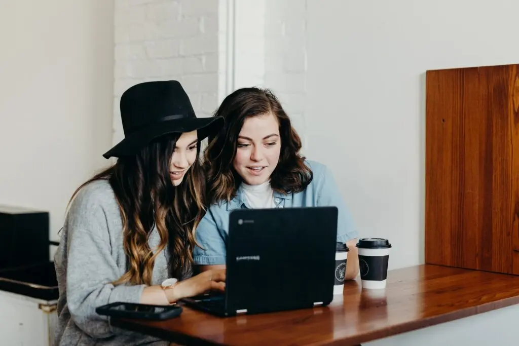 woman looking at laptop