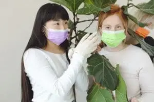 women wearing face mask, location