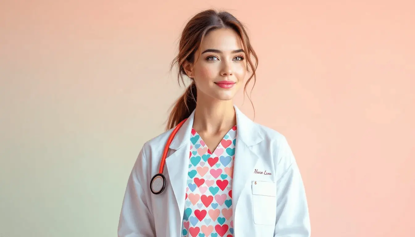 How To Find The Scrubs You Love: Expert Tips For Every Body Type 22 A stylish nurse in scrubs that blend professionalism with trendy designs, ideal for healthcare settings.