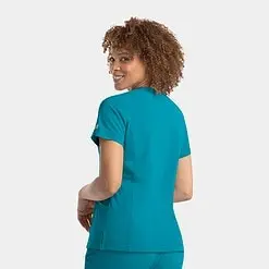 Alternative view of women's notched crew neck top | epic scrubs 4802