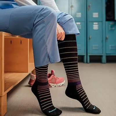Why Sockwell Compression Socks Are The Best Choice For Medical Professionals 1 Lifestyle lc nursing healthcare lifestyle compression womens circulator black stripe dupre scaled 1 1