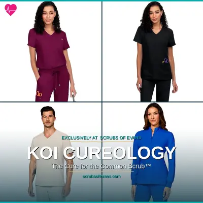 Koi Cureology Scrubs: Complete Guide 9 Various scrubs in different colors on nurses male and female