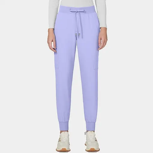 Cureology pulse jogger c700 in digital lavender — women's jogger scrub pant model photo