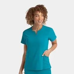 Women's notched crew neck top | epic scrubs 4802