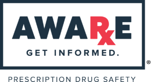 AWARE logo with a red RX symbol and “PRESCRIPTION DRUG SAFETY” text for a medication safety article.