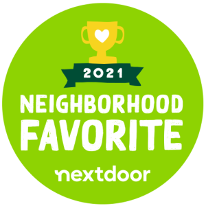 A green Neighborhood Favorite badge celebrates community recognition received by Cross Creek Animal Medical Centre.