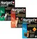 Three Heartgard Plus packaging boxes for different dog weight ranges are displayed together for canine heartworm prevention.