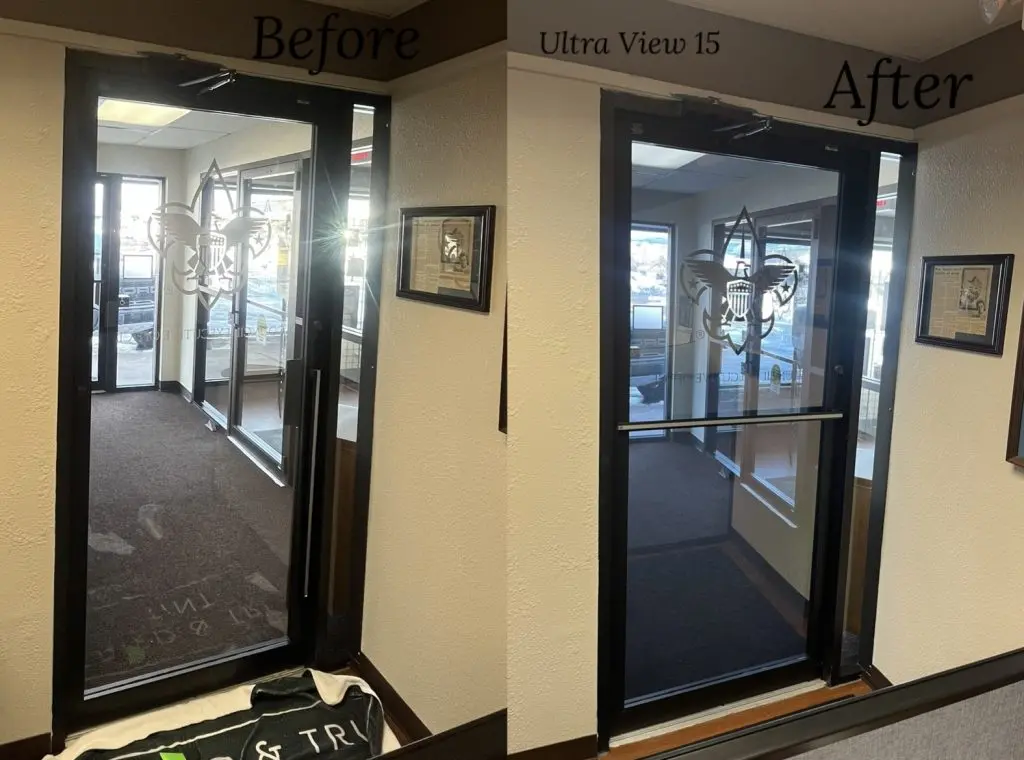 Decorative window film used in a commercial building