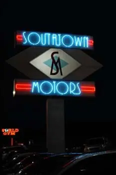 Southtown Motors sign at night