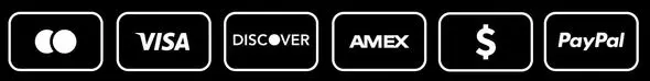 Accepted Payment Methods - Mastercard, Visa, Discover, Amex, Cash, and PayPal