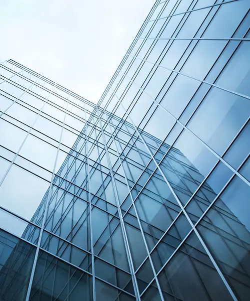 Commercial window tinting on glass building in Kearny, NJ by Platinum Mobile Force