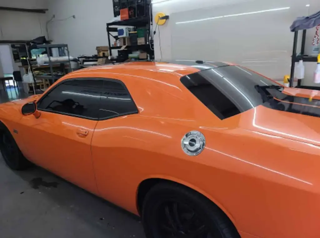 Orange Dodge Challenger Window Tint