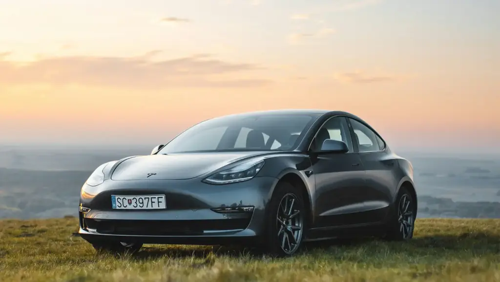 Black Tesla with window tint