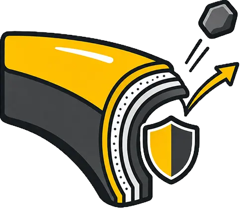 Layered film deflecting a road hazard icon