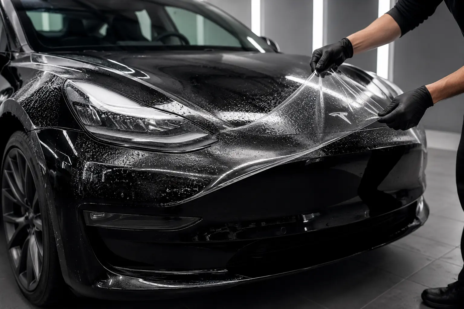 Tesla paint protection film for rock chips and road debris