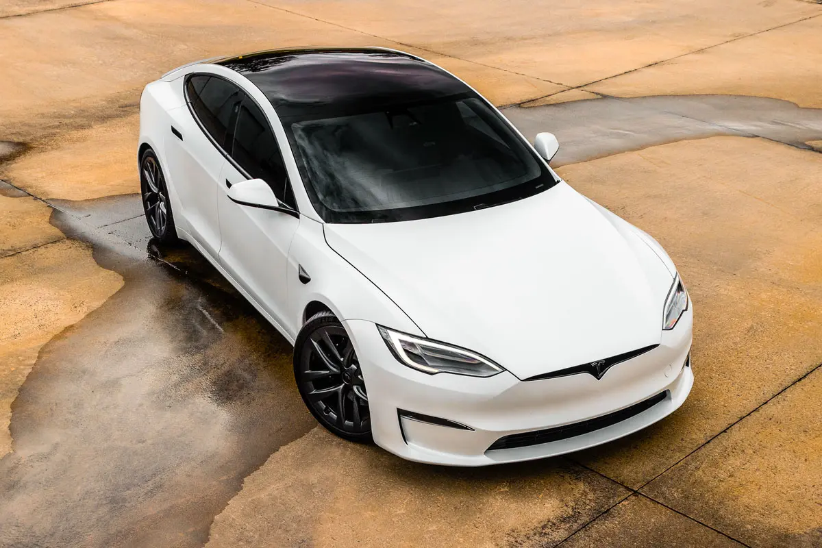 Tesla with professionally installed ceramic window tint