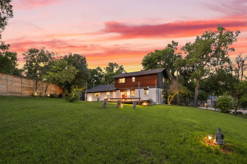 a house with a view of the sunset