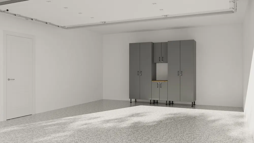 Higgins cabinet and a nice garage floor