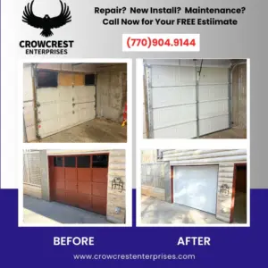 CrowCrest Enterprises Garage Door Repair and Installation in Buford GA Before & After Images