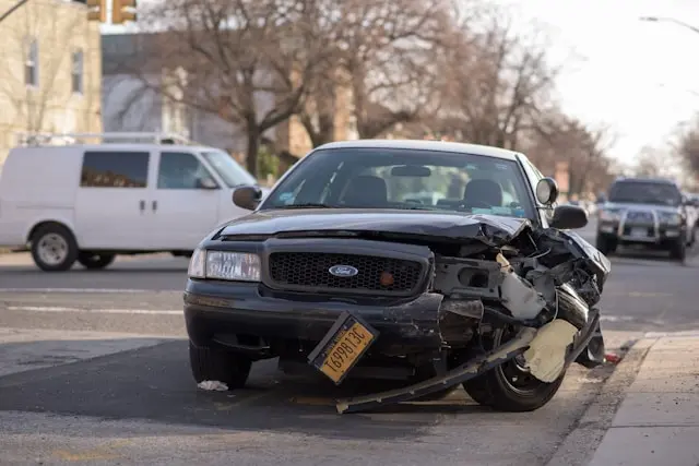 Out-of on car-State Driver car accident, NYC plates.