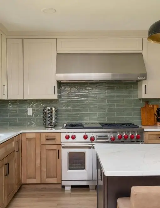 Professional Wolf Range with Green Tile Backsplash Madison WI Sims