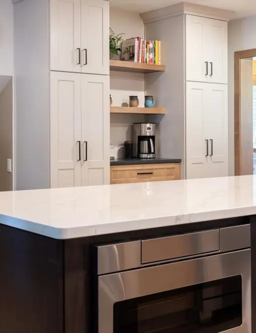 Built In Coffee Bar with Floating Shelves Madison WI Sims