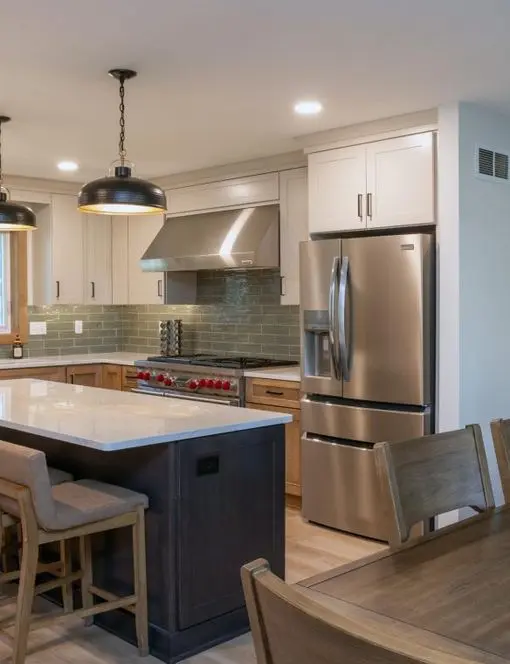Three Tone Open Concept Kitchen Design Madison WI Sims Interiors